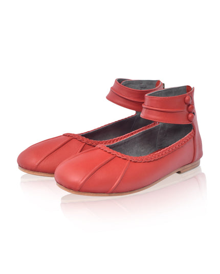 Muse Leder-Ballerinas mit Knöchelriemen