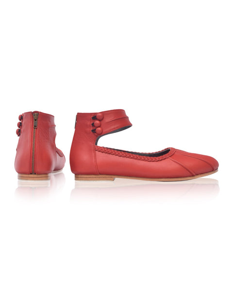 Muse Ankle Strap Leather Ballet Flats-4