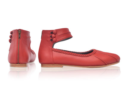 Muse Leder-Ballerinas mit Knöchelriemen