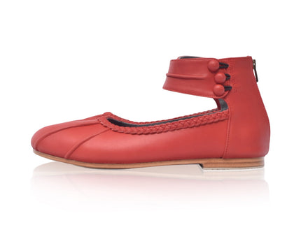 Muse Leder-Ballerinas mit Knöchelriemen