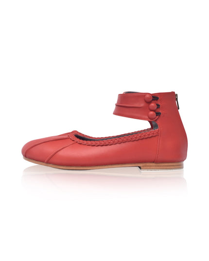 Muse Leder-Ballerinas mit Knöchelriemen
