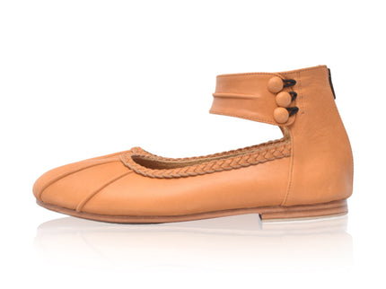 Muse Leder-Ballerinas mit Knöchelriemen
