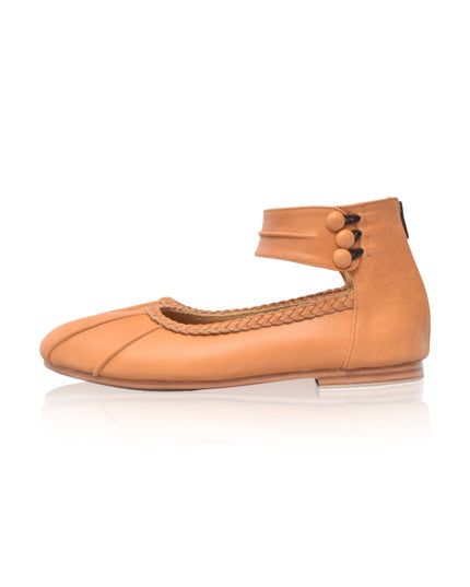 Muse Leder-Ballerinas mit Knöchelriemen