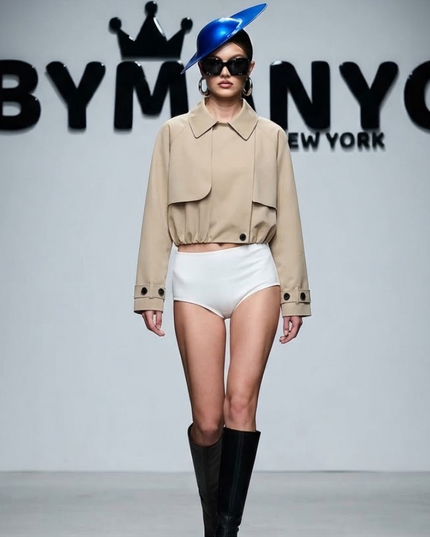 BYMANYC ® New York | Soho kurze Jacke im Trench-Stil | Khaki
