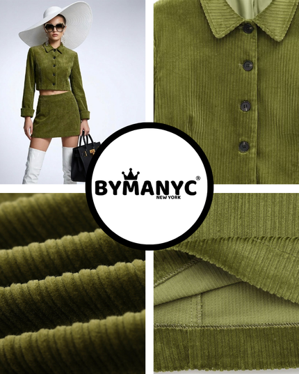 💟 NOLITA Corduroy Jacke & Rock Set | Military Green | Prêt-à-Porter