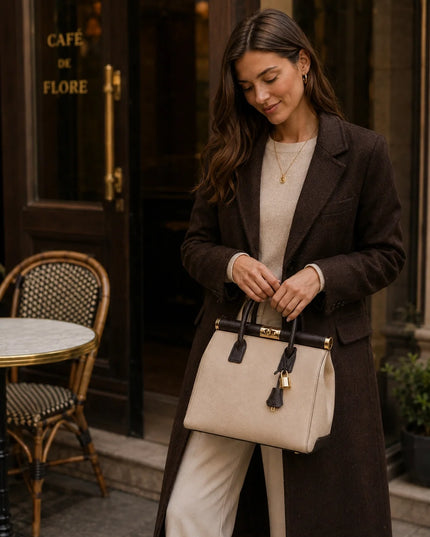 ZEEN | NORA Creme | Dollaro-Ledertasche | Made in Italy