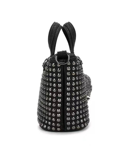 3D Crystal Skull Bag With Studded Tote Satchel Bag-1