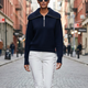 Navy ROCKEFELLER Quarter-Zip Sweater Prêt-à-Porter BYMANYC ® New York-1