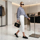 Gingham Check Shirt with Elastic Hem and Puff Sleeves • BYMANYC ® New York