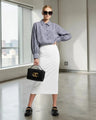 Gingham Check Shirt with Elastic Hem and Puff Sleeves • BYMANYC ® New York