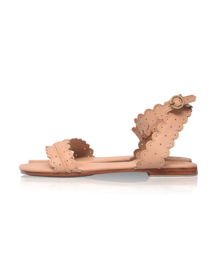 Nirvana Scalloped Wrap Leather Sandals