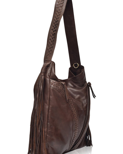 Nomad Tassel Leder-Tote | Handgefertigt mit Quasten & Stickerei