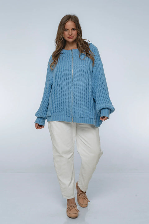 Nord Langarm-Kapuzenpullover – Oversized Rippenstrick