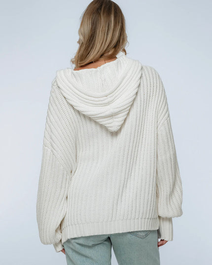 Nord Langarm-Kapuzenpullover – Oversized Rippenstrick