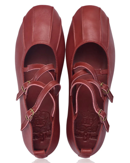 Obsession Kreuzband-Leder Ballerinas