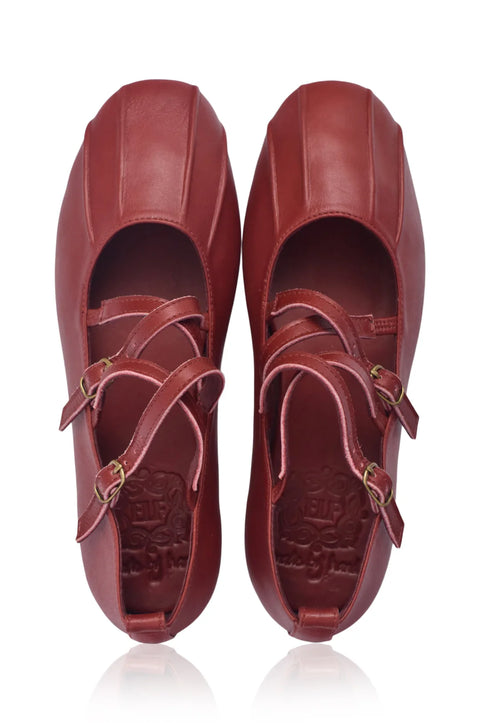 Obsession Kreuzband-Leder Ballerinas