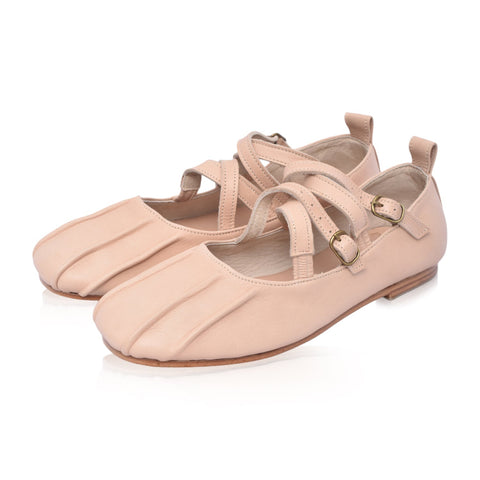 Obsession Criss-Cross Round Toe Flats-2