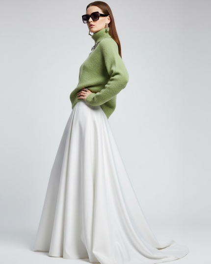 Olive Fuzzy Knit Turtleneck Sweater - WALL STREET: New Colección COUTURE in NOLITA - BYMANYC ® New York