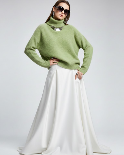 Olive Fuzzy Knit Turtleneck Sweater - WALL STREET: New Colección COUTURE in NOLITA - BYMANYC ® New York