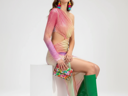 One-Shoulder Slit Kleid mit taillierter Taille | Upper East Side