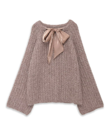 Oversize Mohair Knit Sweater With Satin Bow SOHO New Collection FASHION BYMANYC ® New York-1
