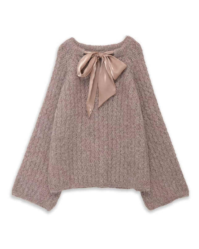 Oversize Mohair Knit Sweater With Satin Bow SOHO New Collection FASHION BYMANYC ® New York-1