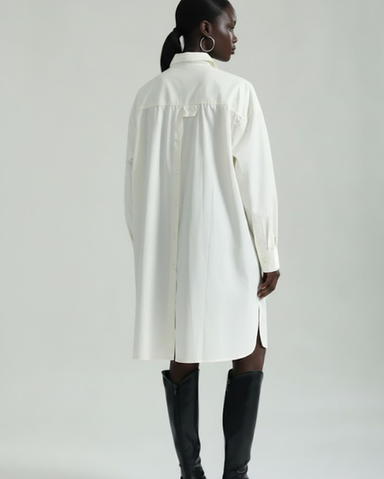 BYMANYC ® New York | Oversize-Hemdkleid mit asymmetrischem Saum | Blau/Weiss