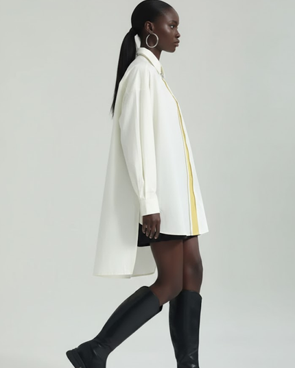 BYMANYC ® New York | Oversize-Hemdkleid mit asymmetrischem Saum | Blau/Weiss