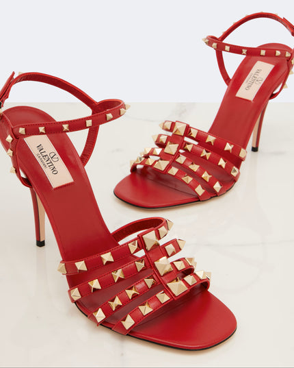 Valentino Garavani | Rockstud Leder-Sandaletten | Rot | Damen