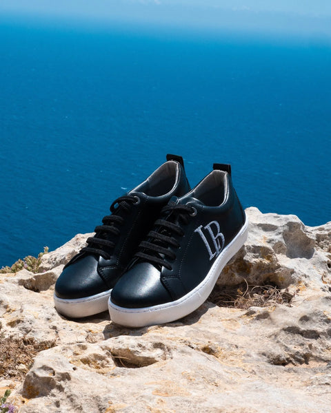 LB Black Apple Leather Sneakers for Women-3