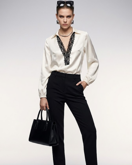 BYMANYC ® New York | Soho Lace V-Neck Bluse | Ivory