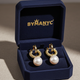 Pearl Hoop Earrings Golden Luster SOHO BYMANYC ® New York-0