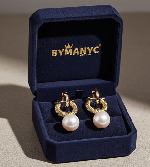 Pearl Hoop Earrings Golden Luster SOHO BYMANYC ® New York-0