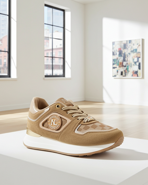 Plateau-Sneaker mit Schnürung – Braun