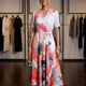 Pink and Orange Floral Pleated Midi Dress GRAMERCY New Collection FASHION BYMANYC ® New York-0