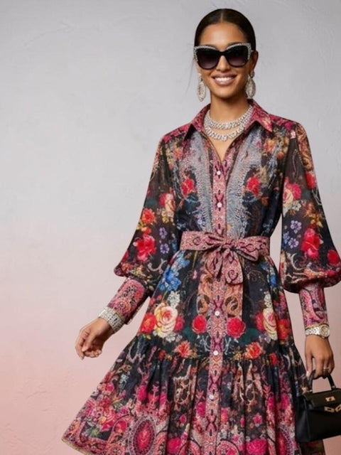 Hemdblusenkleid NOLITA – Floraler Paisley-Print – BYMANYC ® New York