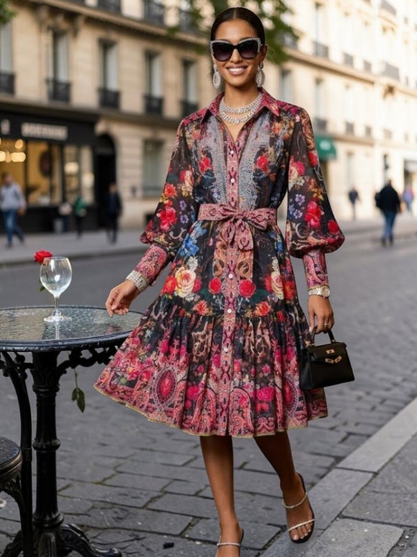 Hemdblusenkleid NOLITA – Floraler Paisley-Print – BYMANYC ® New York