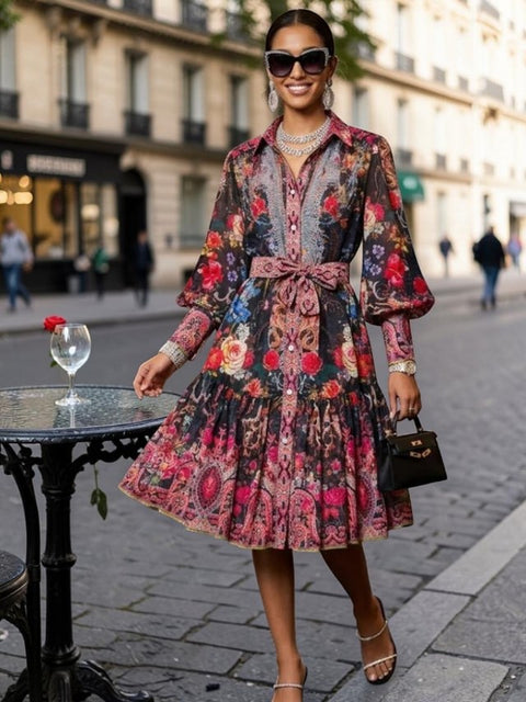 Hemdblusenkleid NOLITA – Floraler Paisley-Print – BYMANYC ® New York