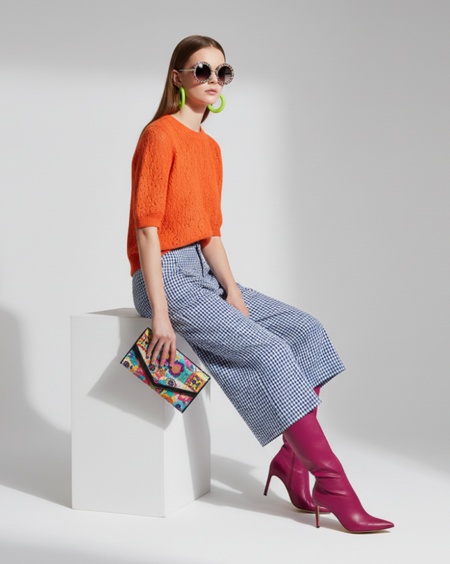 Plaid Wide-Leg Pants 7/8, Brooklyn Heights | Women - BYMANYC ® New York-1