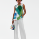 Pleated Printed Sleeveless Top, Coney Island | Women - BYMANYC ® New York-0