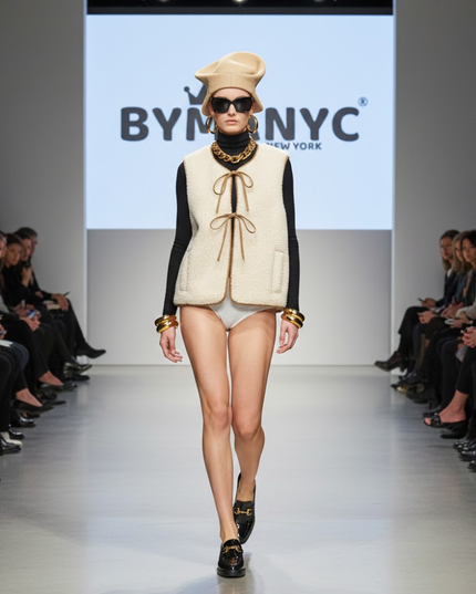 BYMANYC Tribeca | Eco-Weste Damen | Plüsch Shearling-Style | Off-White