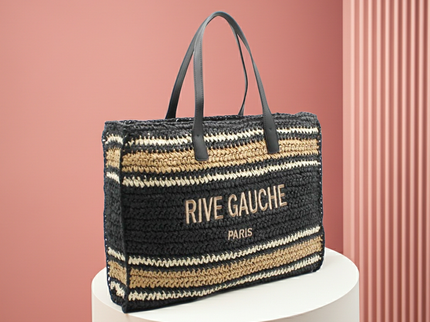 CROCHET Striped Tote Bag RIVE GAUCHE