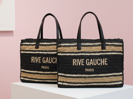 CROCHET Striped Tote Bag RIVE GAUCHE