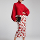 Red Knit Sweater with Peris Neck and Puff Sleeves • BYMANYC ® New York-0