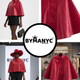 Red Leather-Style Short Cape Jacket For Women, Greenwich Village, BYMANYC New York.-1
