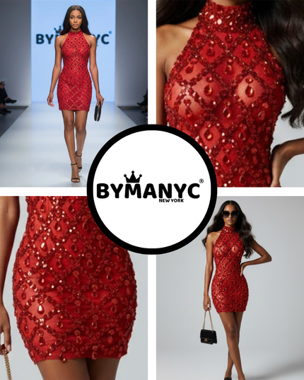 👗TIMES SQUARE Red Mini Party Dress | Limited Edition | Prêt-à-Porter