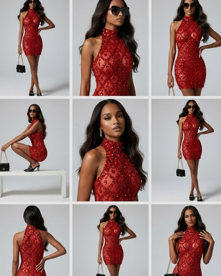 👗TIMES SQUARE Red Mini Party Dress | Limited Edition | Prêt-à-Porter