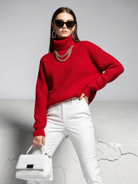 Roter Rollkragen-Oversize-Pullover CHINATOWN: Neue Kollektion COUTURE in NOLITA – BYMANYC ® New York