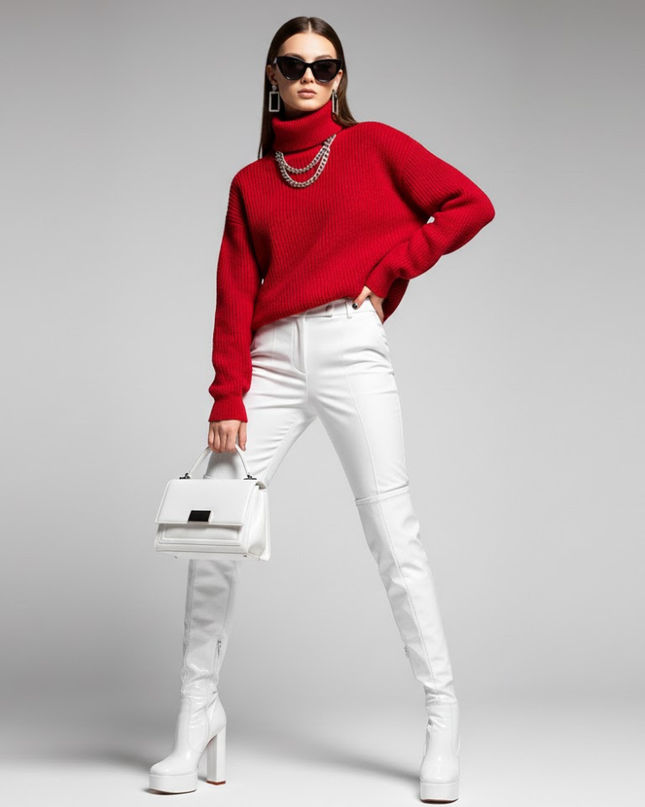 Roter Rollkragen-Oversize-Pullover CHINATOWN: Neue Kollektion COUTURE in NOLITA – BYMANYC ® New York
