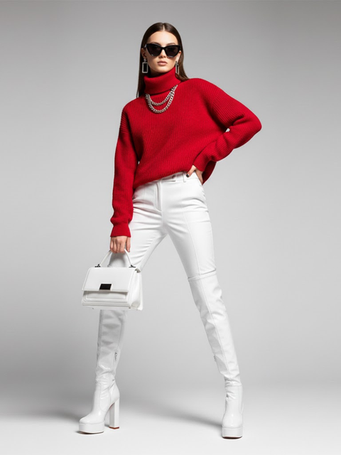 Roter Rollkragen-Oversize-Pullover CHINATOWN: Neue Kollektion COUTURE in NOLITA – BYMANYC ® New York